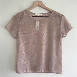 NWT LA Hearts sheer mesh pink crop top